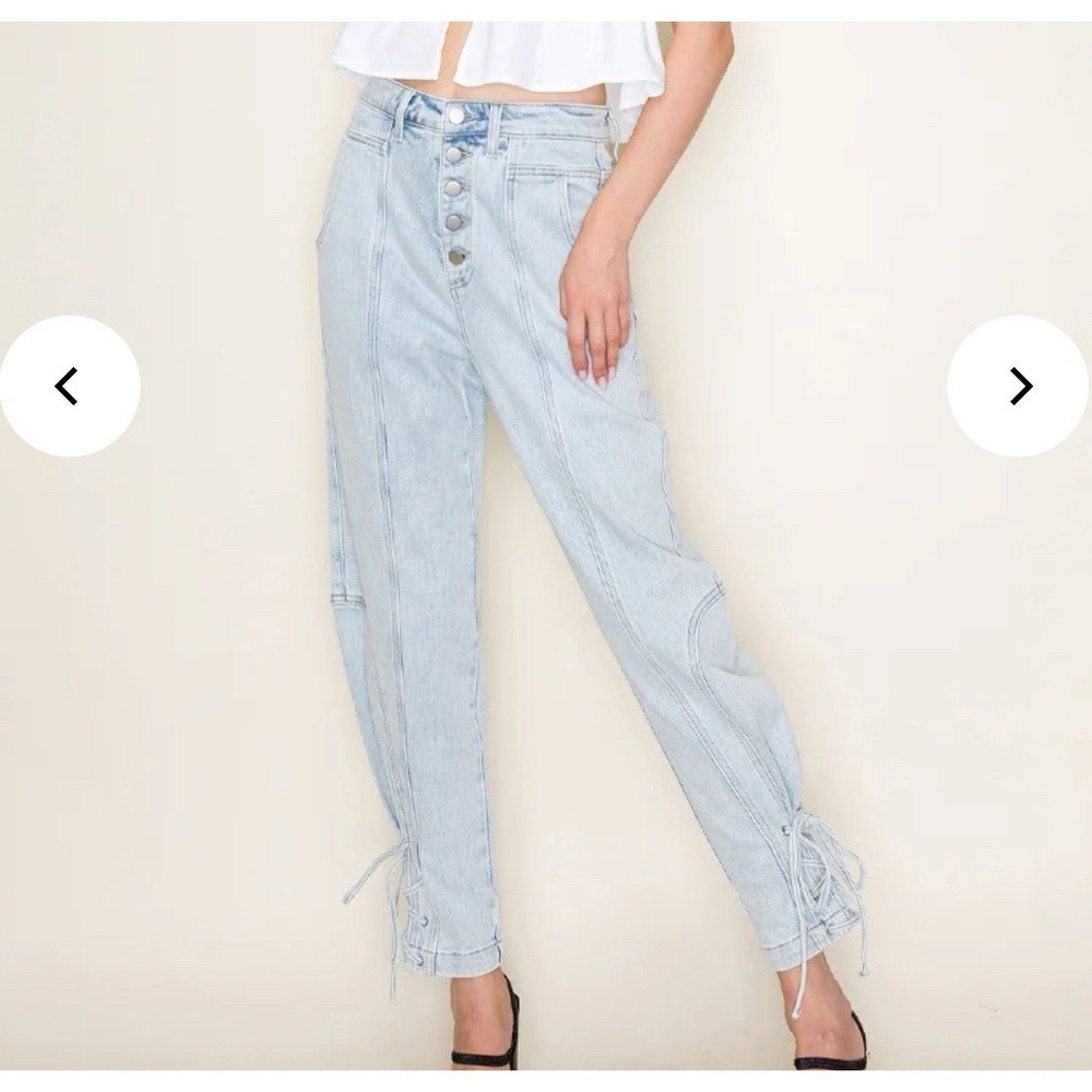 Insane Gene 27 High‎ Rise Relaxed Light Wash Ankle Tie Balloon Jeans